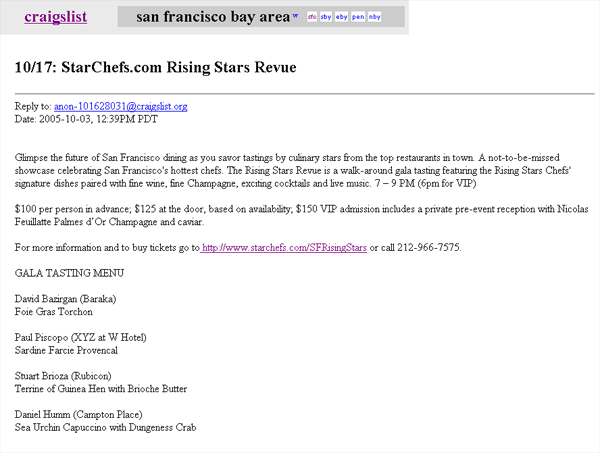 Craigslist San Francisco - sitecats